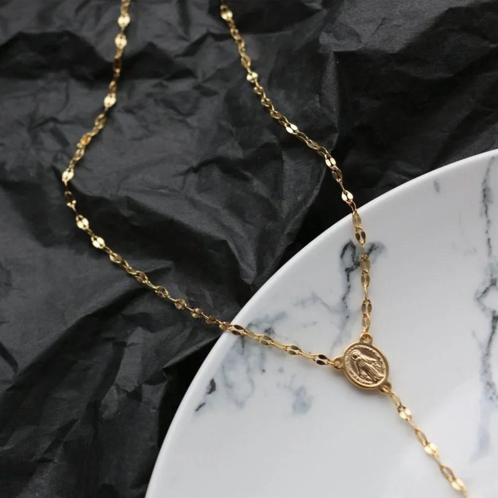 NEW 18K Gold Plated Virgin Mary Holy Cross Drop Necklace - Picture 6 of 11